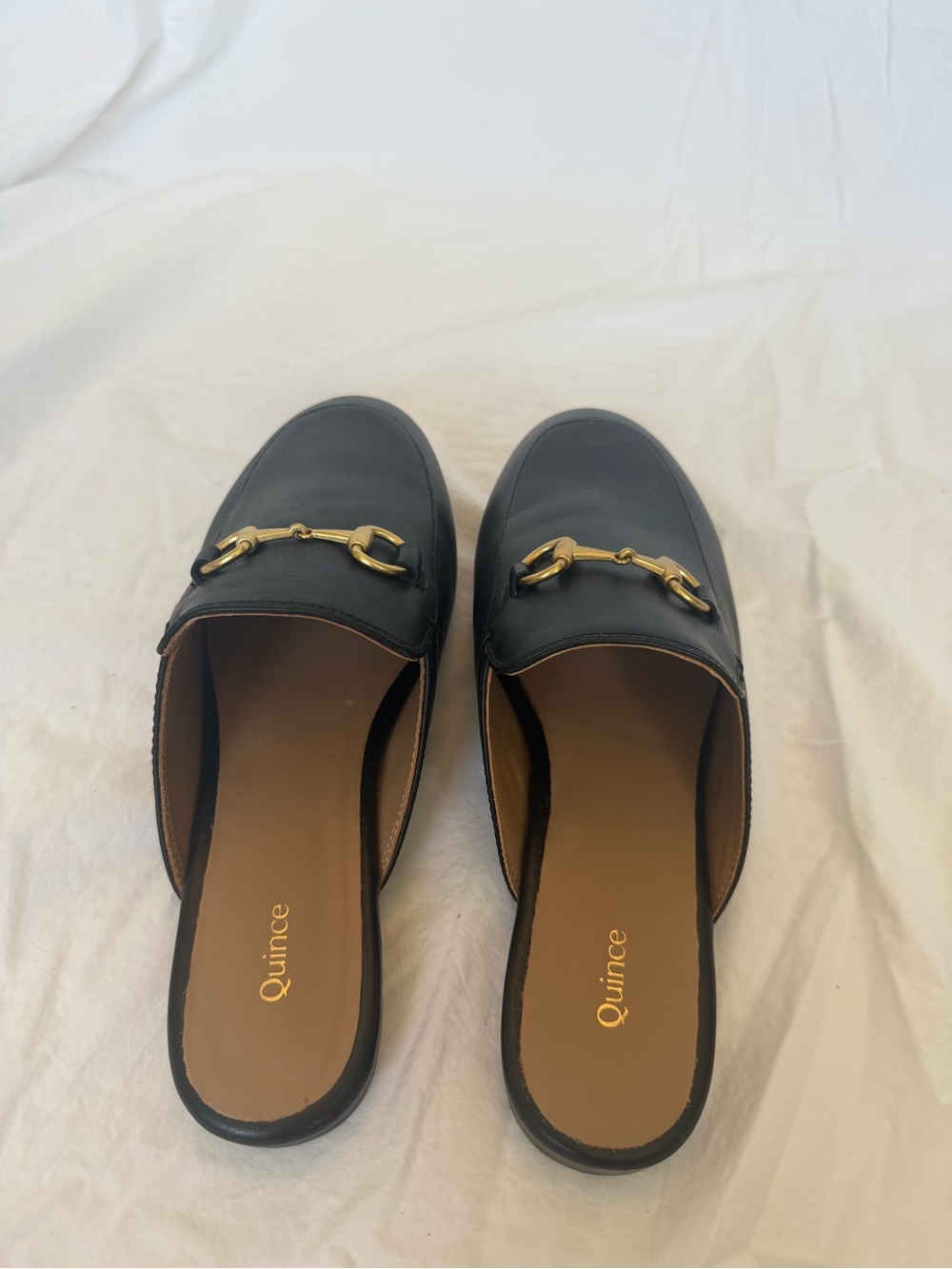 Women’s Black Leather Slip-On Mule with Gold Bit Detail - Picture 2 of 3